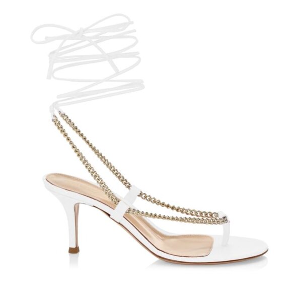Gianvito Rossi Chain-Trimmed Ankle-Strap Leather Thong Sandals - Picture 5 of 8